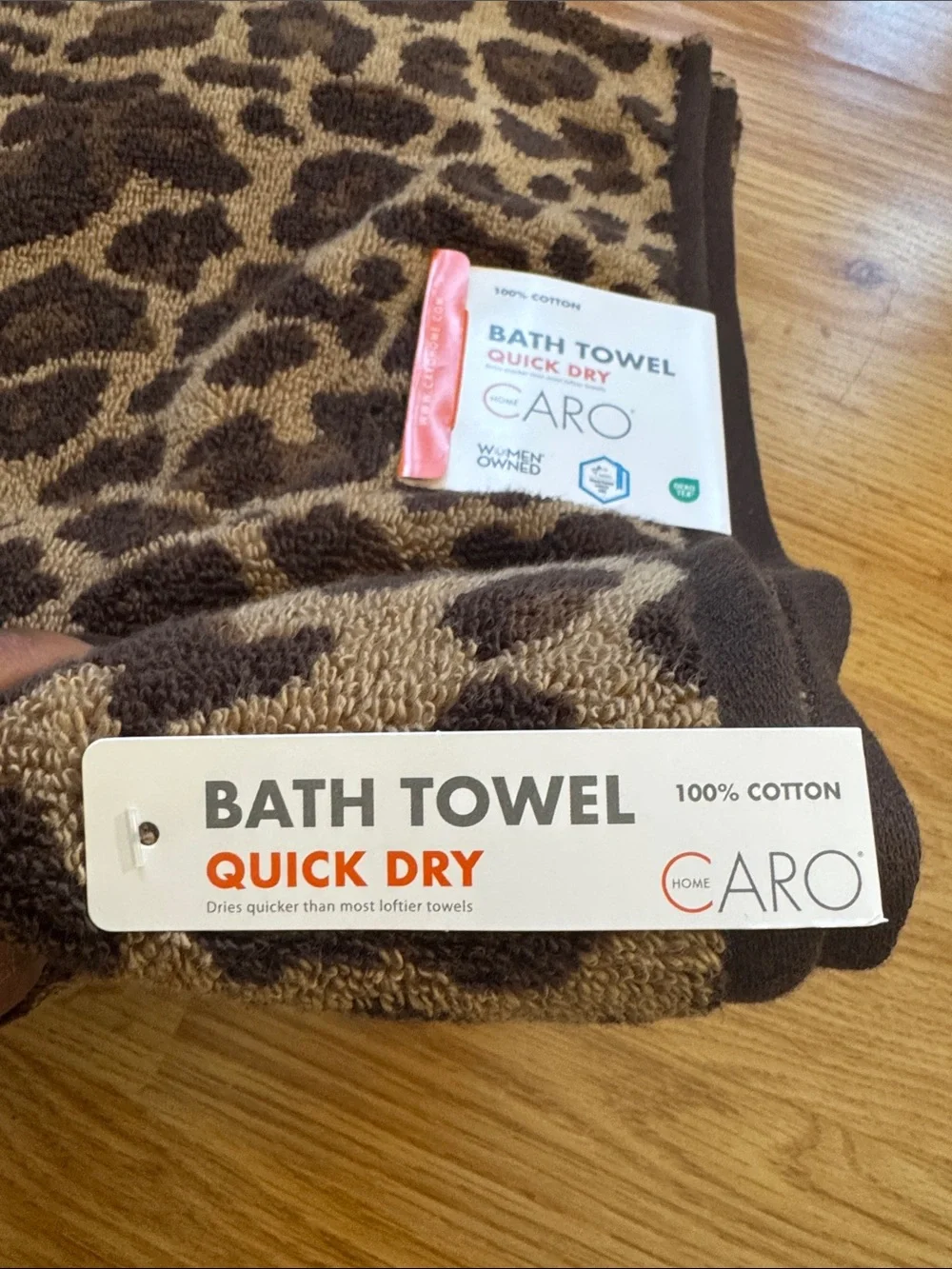 Caro Leopard Print Brown Bath & Hand Towel Set